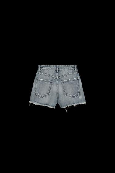 TRF-JEANSSHORTS MIT HOHER TAILLE UND RISSEN - Hellblau von Zara