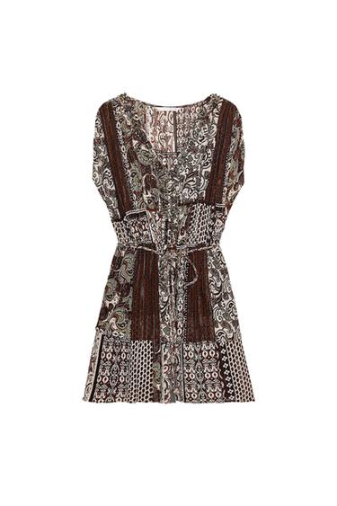 Zara BEADED PRINTED METALLIC THREAD DRESS - Multicolored - Image 0
