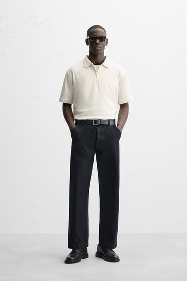 Zara TEXTURED ZIP POLO SHIRT - Oyster-white - Image 0