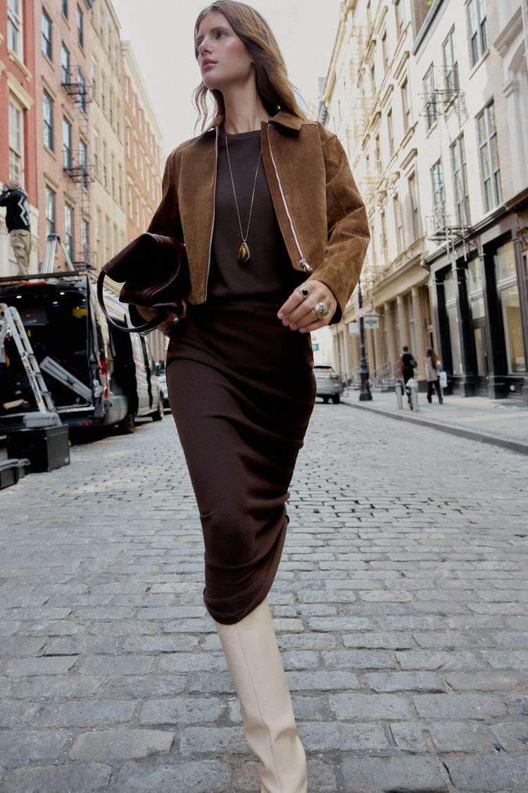 CUT-OUT KNIT MIDI SKIRT