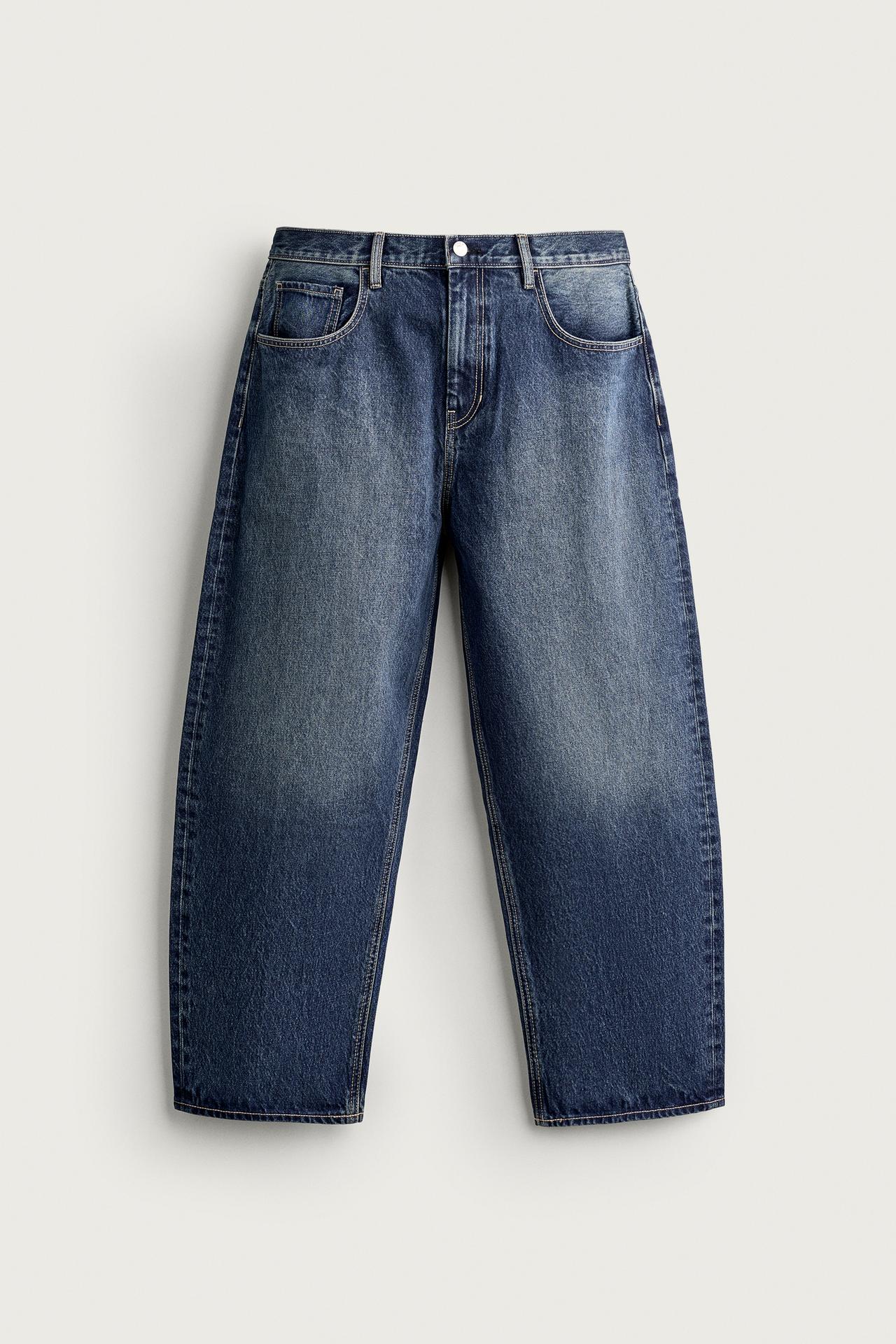 TAPERED WIDE-FIT JEANS — Blue