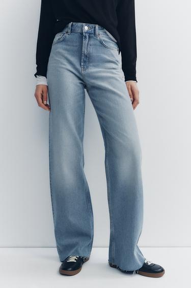 TRF WIDE-LEG HIGH-WAIST JEANS - Light blue by Zara