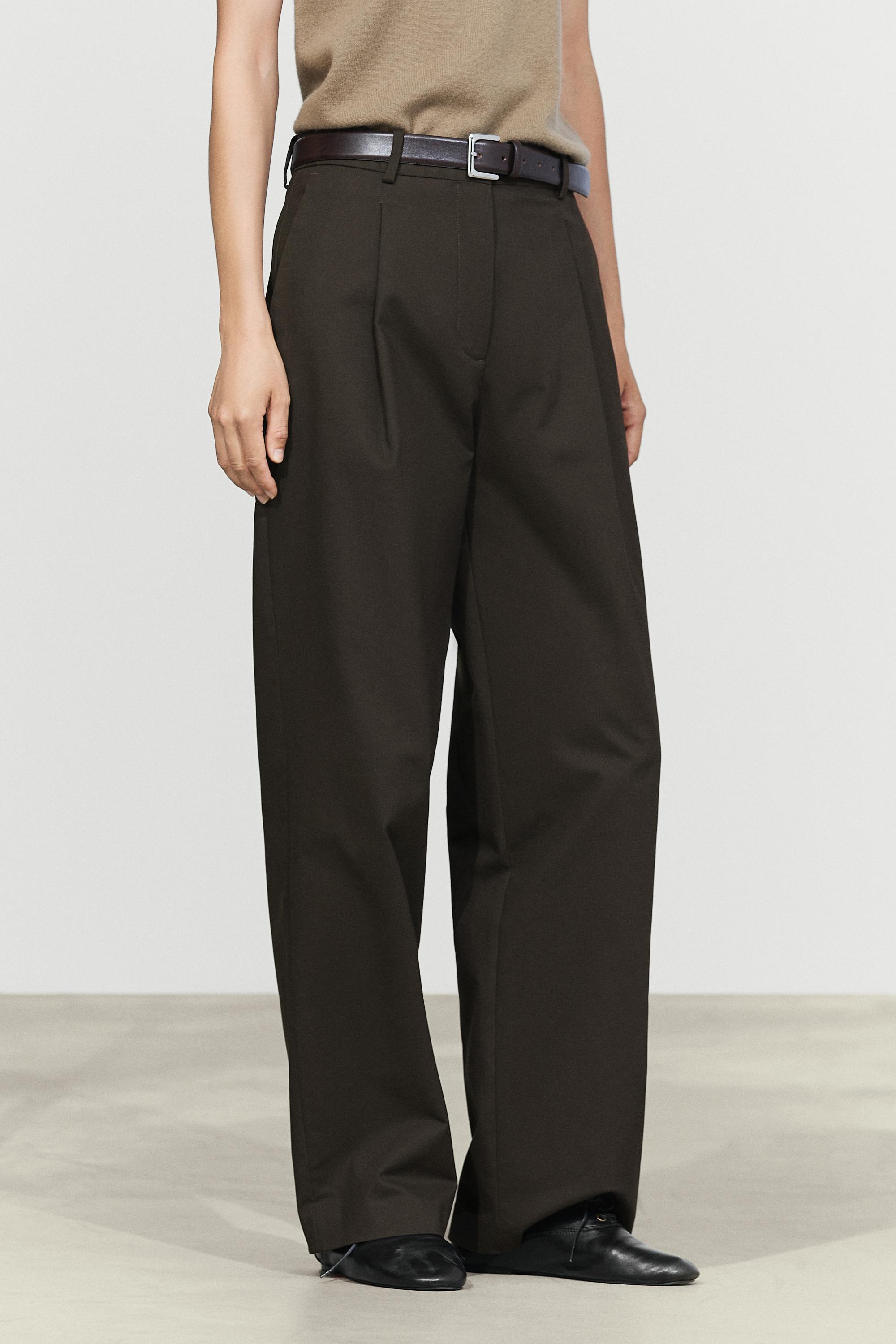 Pantalon plissé en coton mélangé