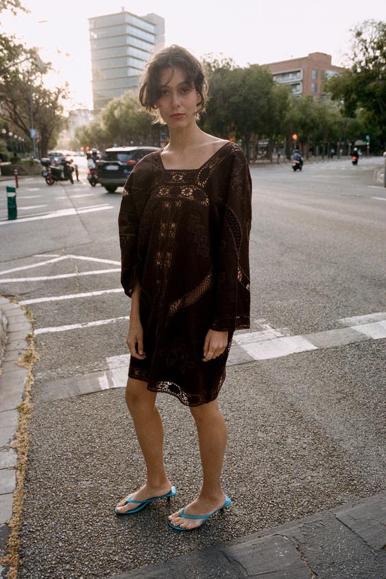 EMBROIDERED EYELET CANVAS DRESS from Zara - $149