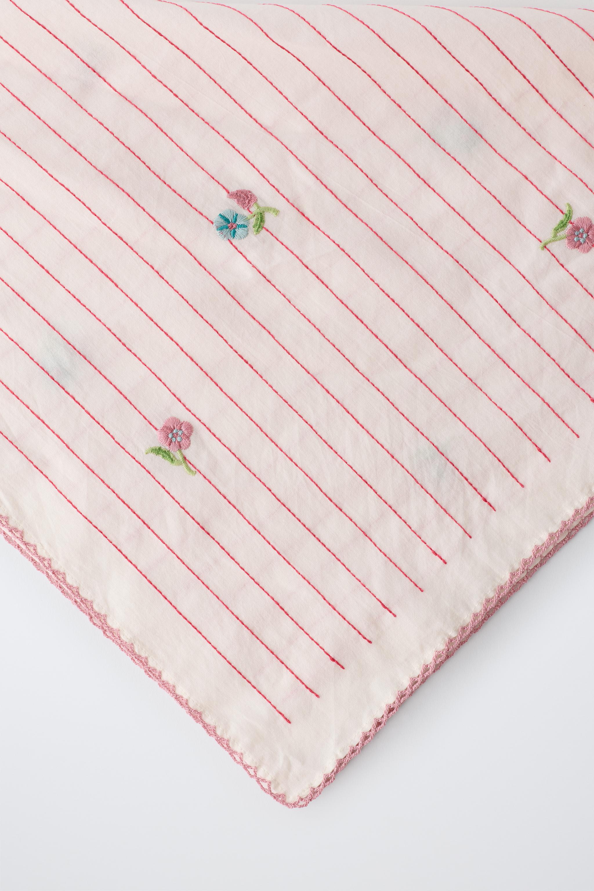 Детские аксессуары Zara EMBROIDERED STRIPED FLORAL BANDANA — фото 3