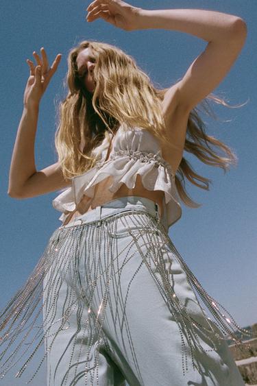 CINTURÓN FALDA BRILLOS - Plata de Zara