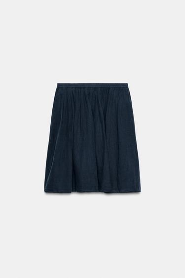ZW COLLECTION LINEN BLEND MIDI SKIRT - Navy blue by Zara - Image 3