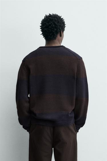 STRIPED JACQUARD JUMPER - Brown-Blue by Zara - Image 2