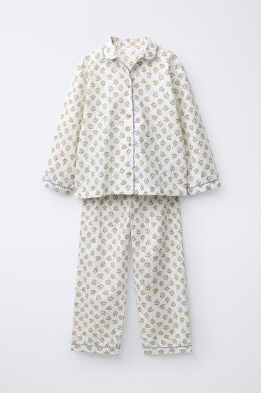 6-14 YEARS/ FLORAL SHIRT AND TROUSERS PYJAMAS - camel by Zara