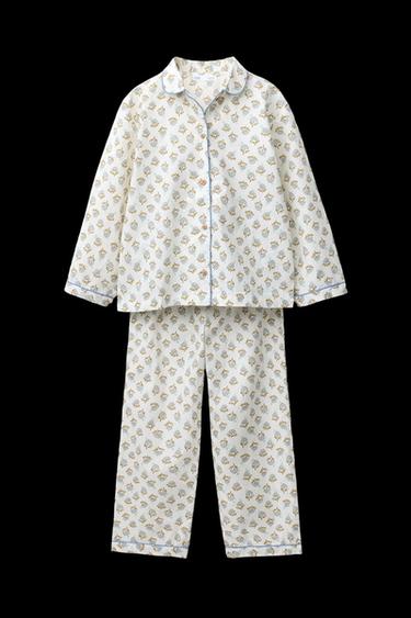 6-14 YEARS/ FLORAL SHIRT AND TROUSERS PYJAMAS - camel by Zara - Image 0