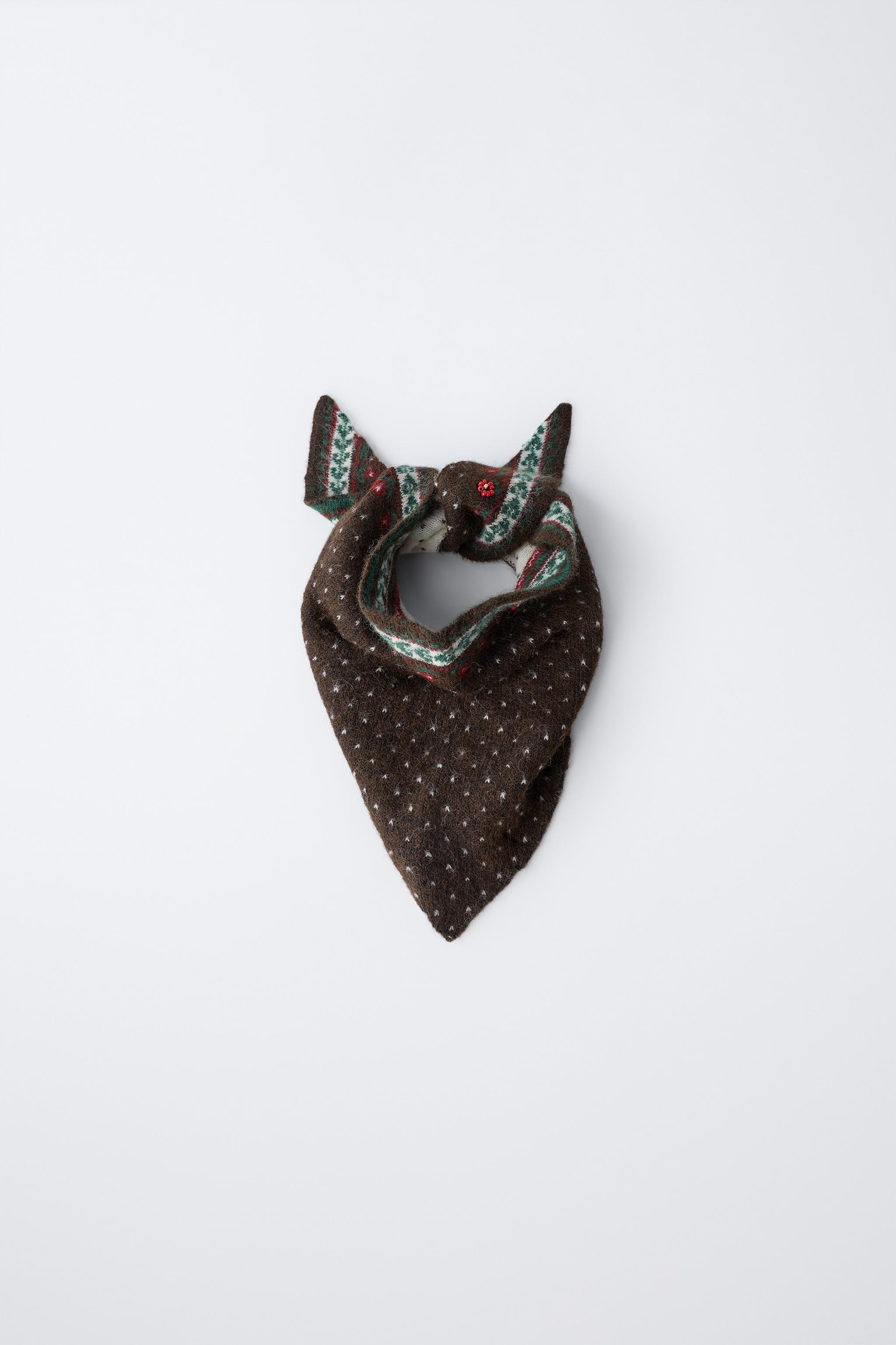 TRIANGULAR FLORAL AND BEAD SCARF