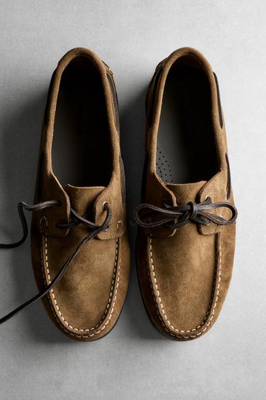Zara Leather boat shoe - Ocher - Image 0
