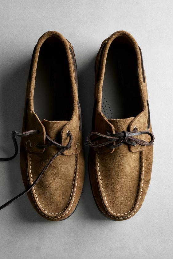 Zara Leather boat shoe - Ocher - Image 0