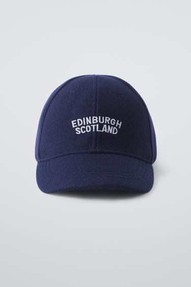 GORRA PAÑO TEXTO BORDADO - Azul de Zara