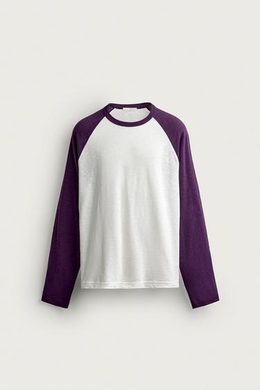 BLUZË REGULAR FIT COLOR BLOCK - Vjollcë nga Zara