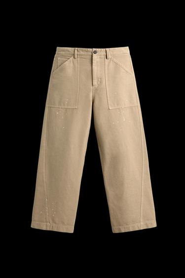 Zara LIMITED EDITION PAINT SPLATTER PANTS - Sand - Image 0