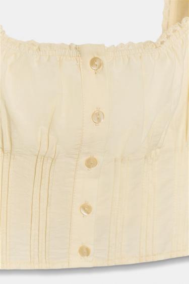 LACE CROP TOP - Light yellow by Zara - Image 3