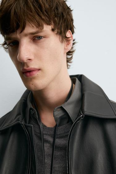 LEATHER EFFECT BOMBER JACKET - Black by Zara - Image 4