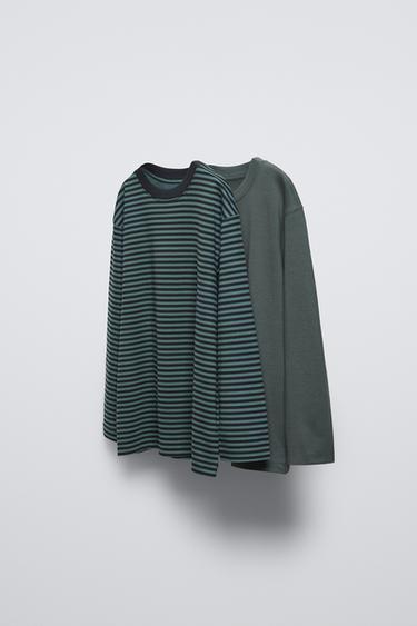 2-PACK OF STRIPED T-SHIRTS - Grey / Blue by Zara