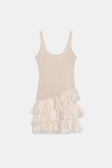 SHORT DRESS WITH RUFFLES - Ecru by Zara - Image 4