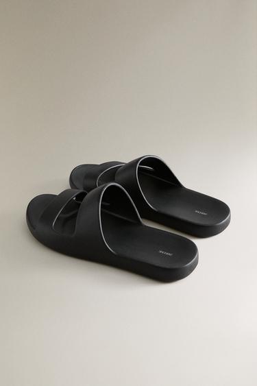 SANDALE PLATE CAOUTCHOUTÉE - Noir de Zara - Image 3