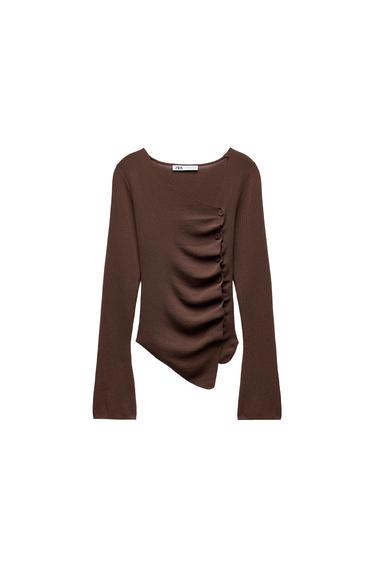 GATHERED KNIT TOP