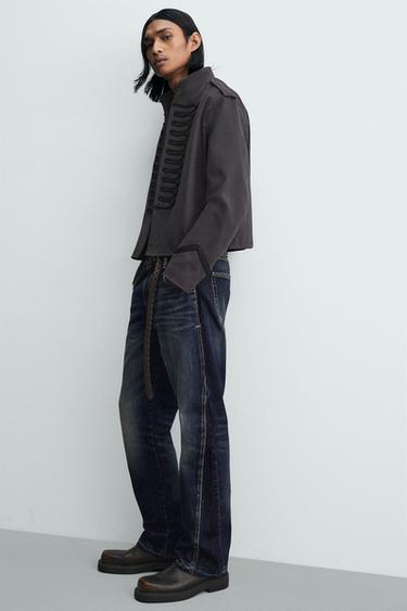 CROPPED FIT FROGGING EMBROIDERY  JACKET - Anthracite grey by Zara - Image 6