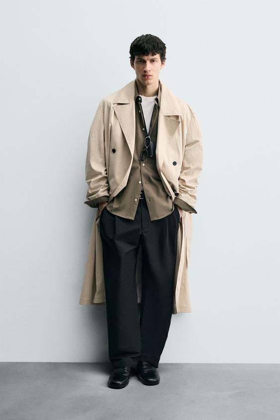 Trench Coat Cappotto Lungo Beige Uomo Cappotto Lungo Cappotto Elegante Uomo Zara Trench Da Uomo ZARA Italia