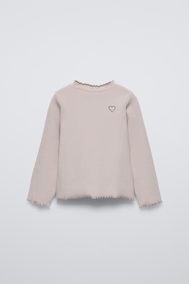 Zara RIBBED MOCK NECK SHIRT - Stone