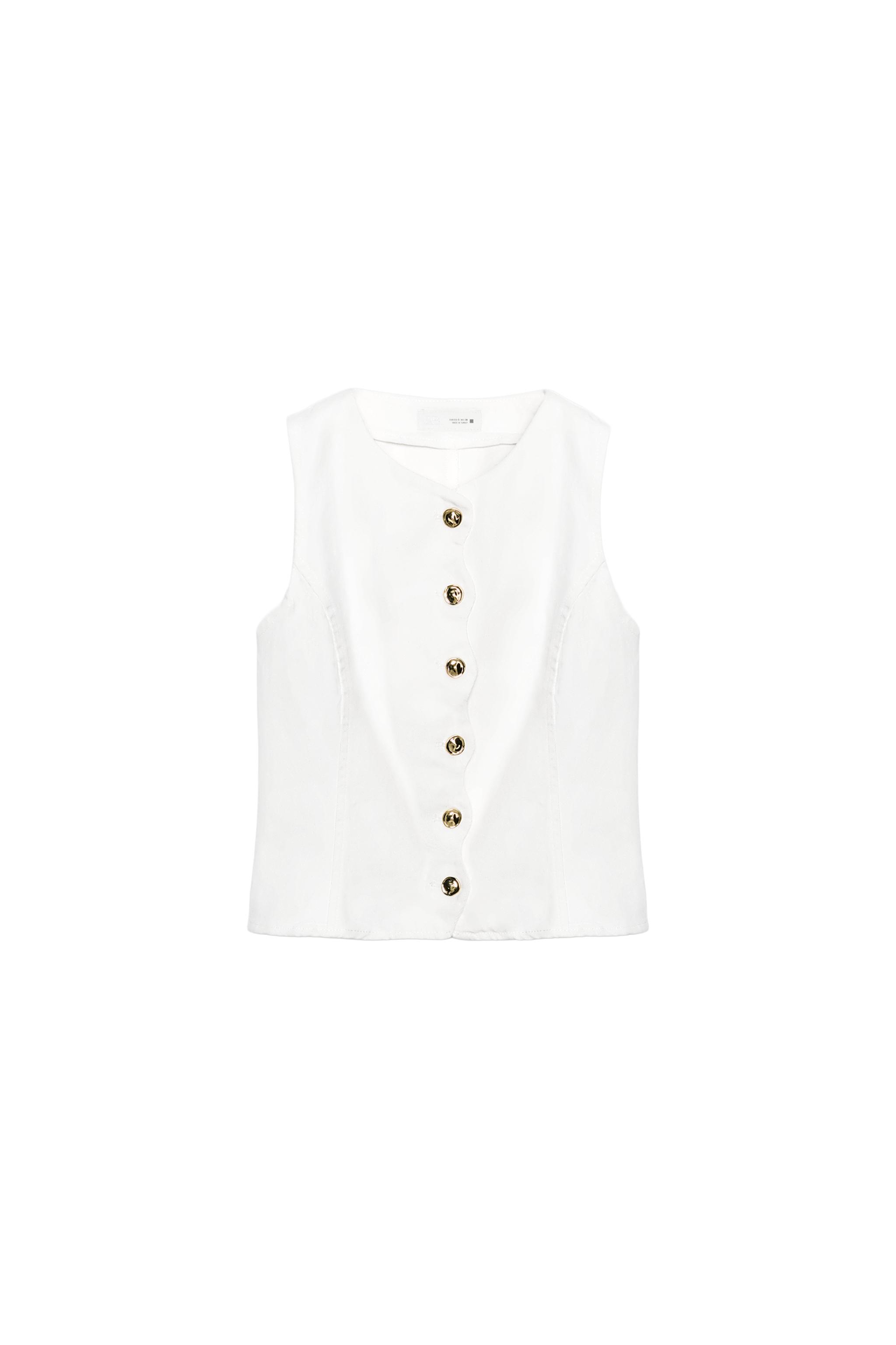 Z1975 SCALLOPED TRIM TOP - White | ZARA United States