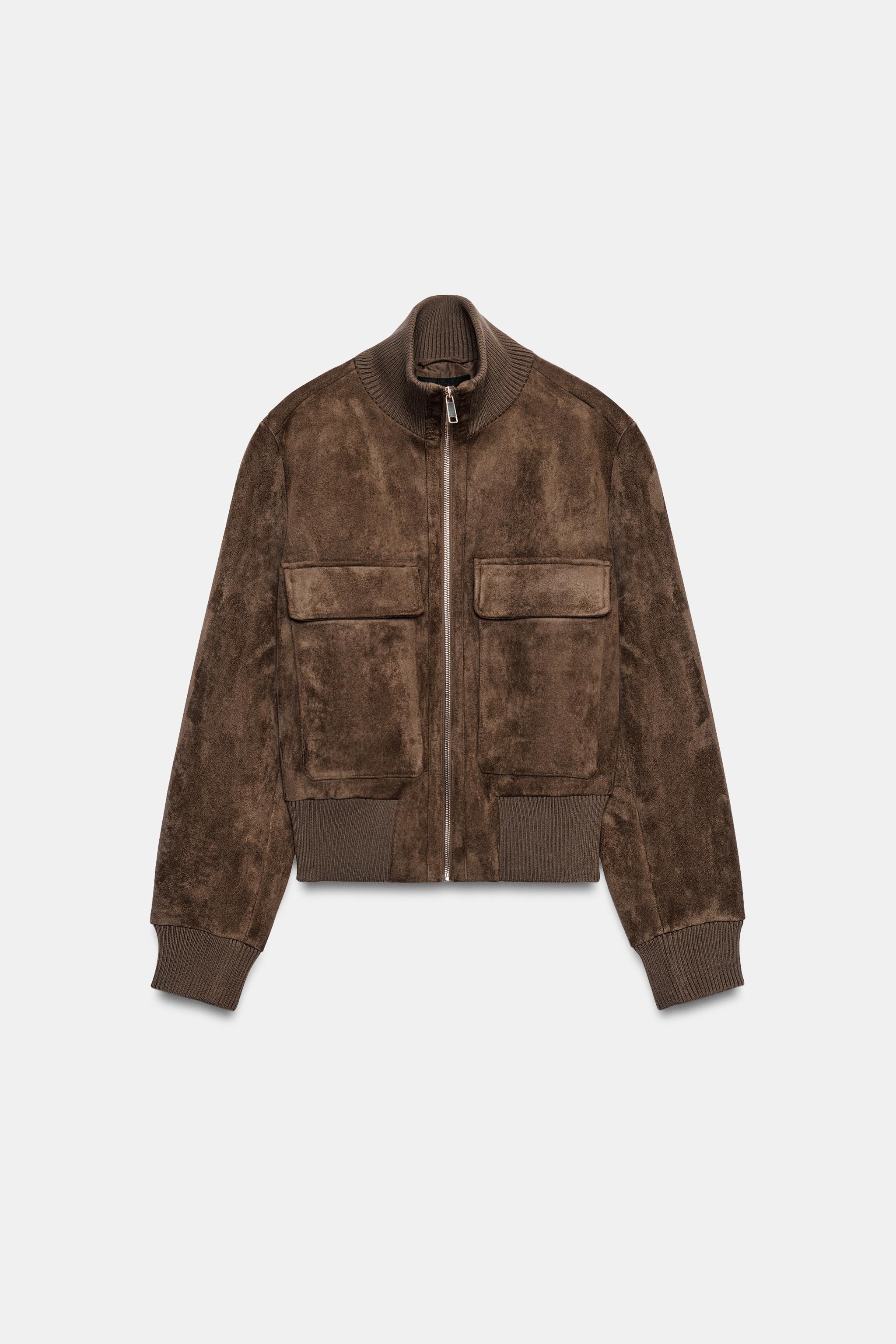 Zara Suni Süet Bomber Ceket görsel 7