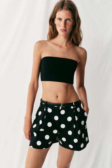 POLKA DOT BERMUDA SHORTS WITH BELT - Black / White by Zara