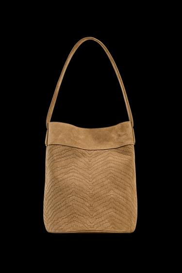 MAXI-BEUTELTASCHE AUS GEFLOCHTENEM LEDER - Braun von Zara - Bild 0