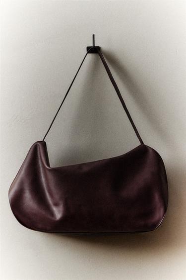 LEATHER TOTE BAG - Burgundy Red by Zara - Image 5