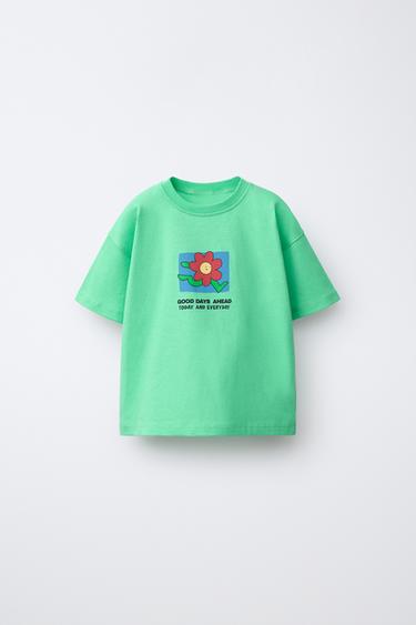 T-SHIRT IMPRIMÉ FLEURI - Vert clair de Zara