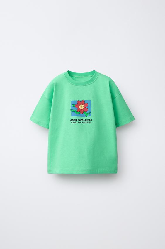 FLORAL PRINT T-SHIRT - Light green by Zara - Image 0