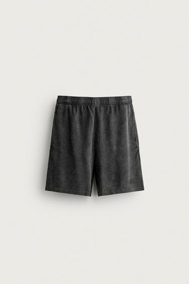 BERMUDA CHÁNDAL LAVADA ESTRUCTURA WAFFLE - Gris antracita de Zara