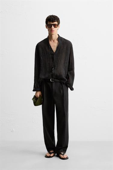 CAMISA ESTRUCTURA SEMITRANSPARENTE - Negro de Zara - Imagen 0