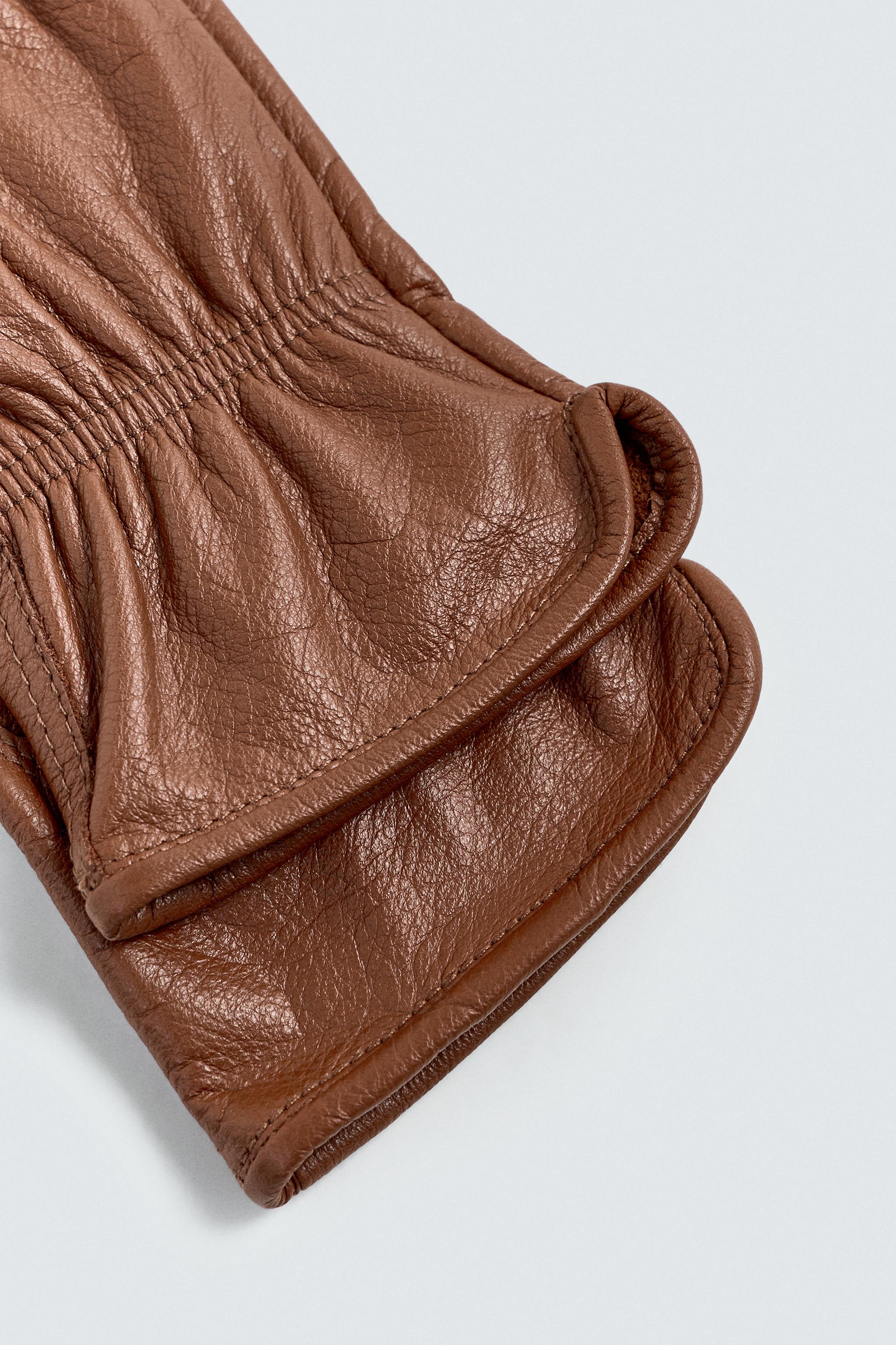 LEATHER GLOVES Brown ZARA India - Main Image