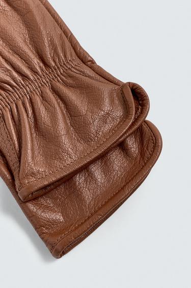 LEATHER GLOVES - Brown by Zara - Image 2