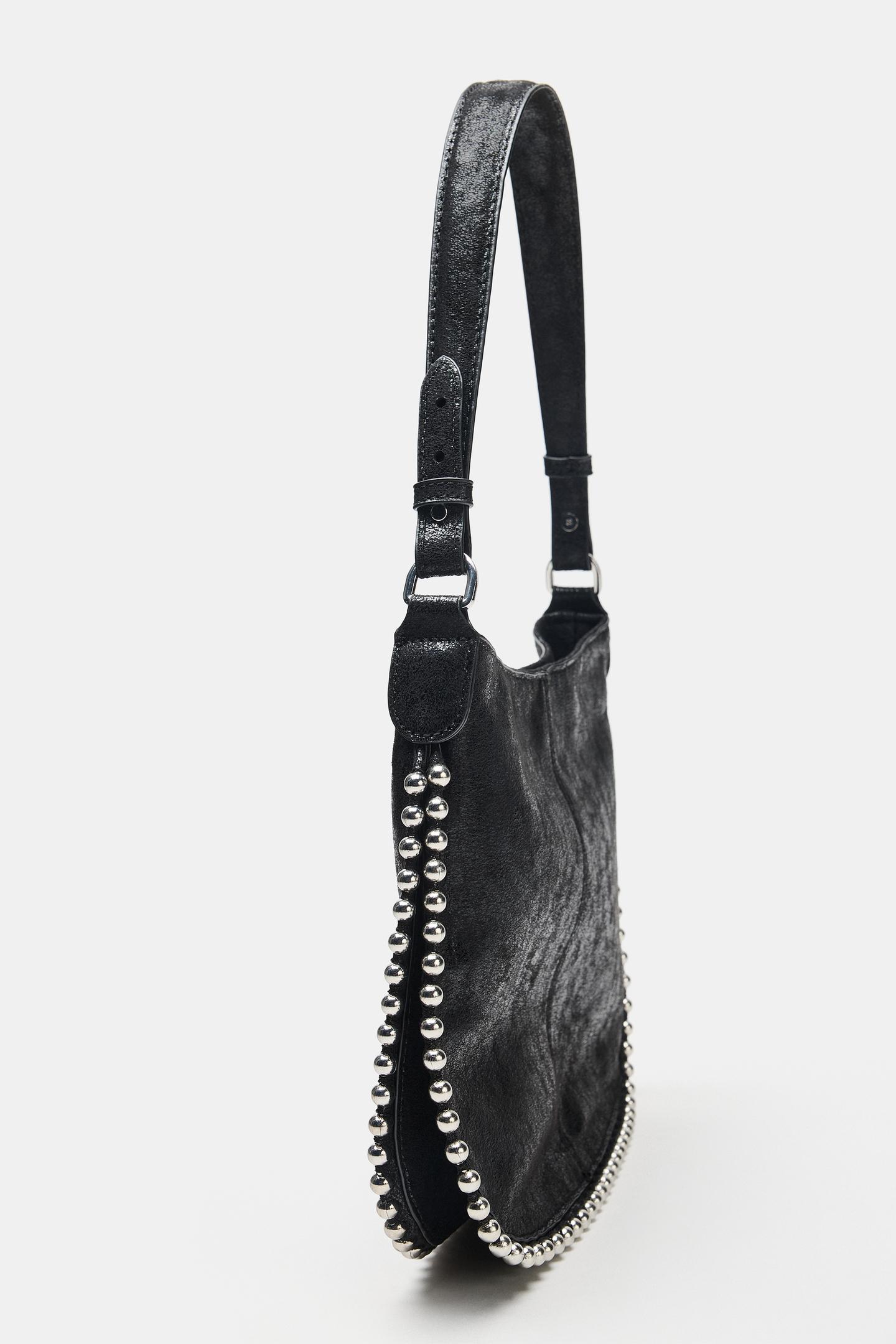 Женская сумка Zara Metallic AppliquÉ Shoulder, цвет: Чёрный — фото 4