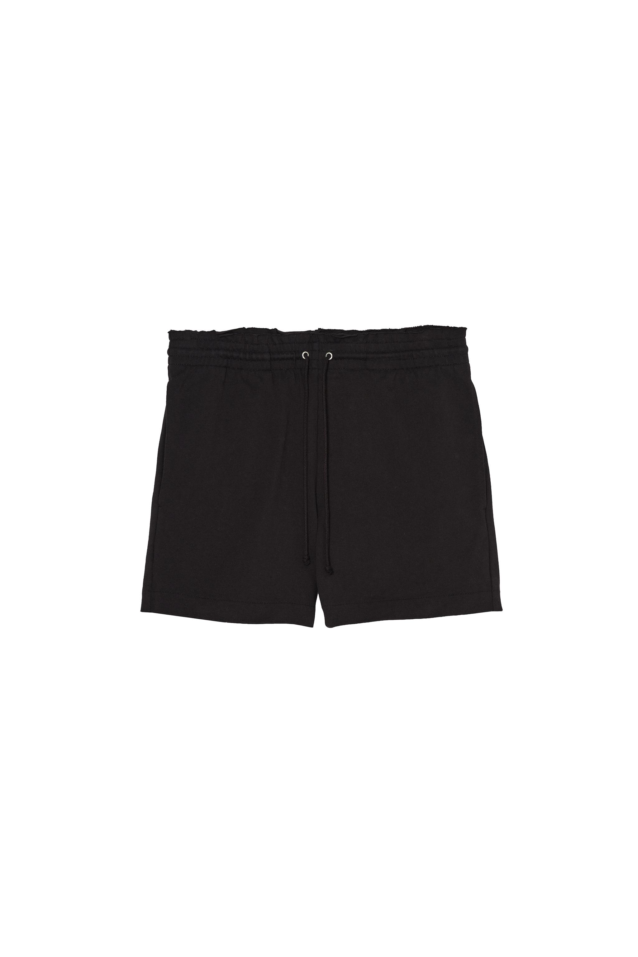 COTTON PAPERBAG WAIST SHORTS — Black