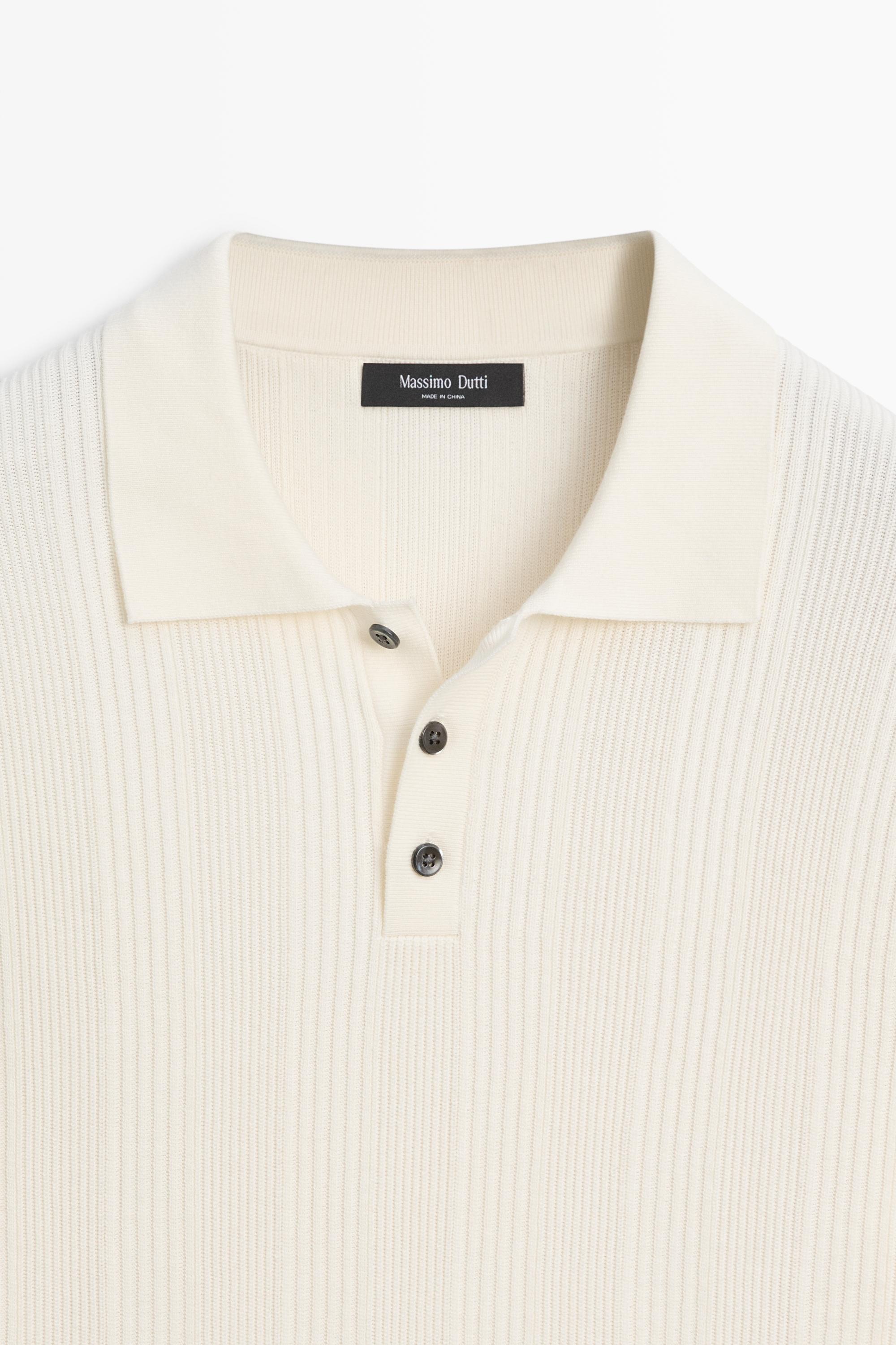 100% cotton textured striped knit polo shirt