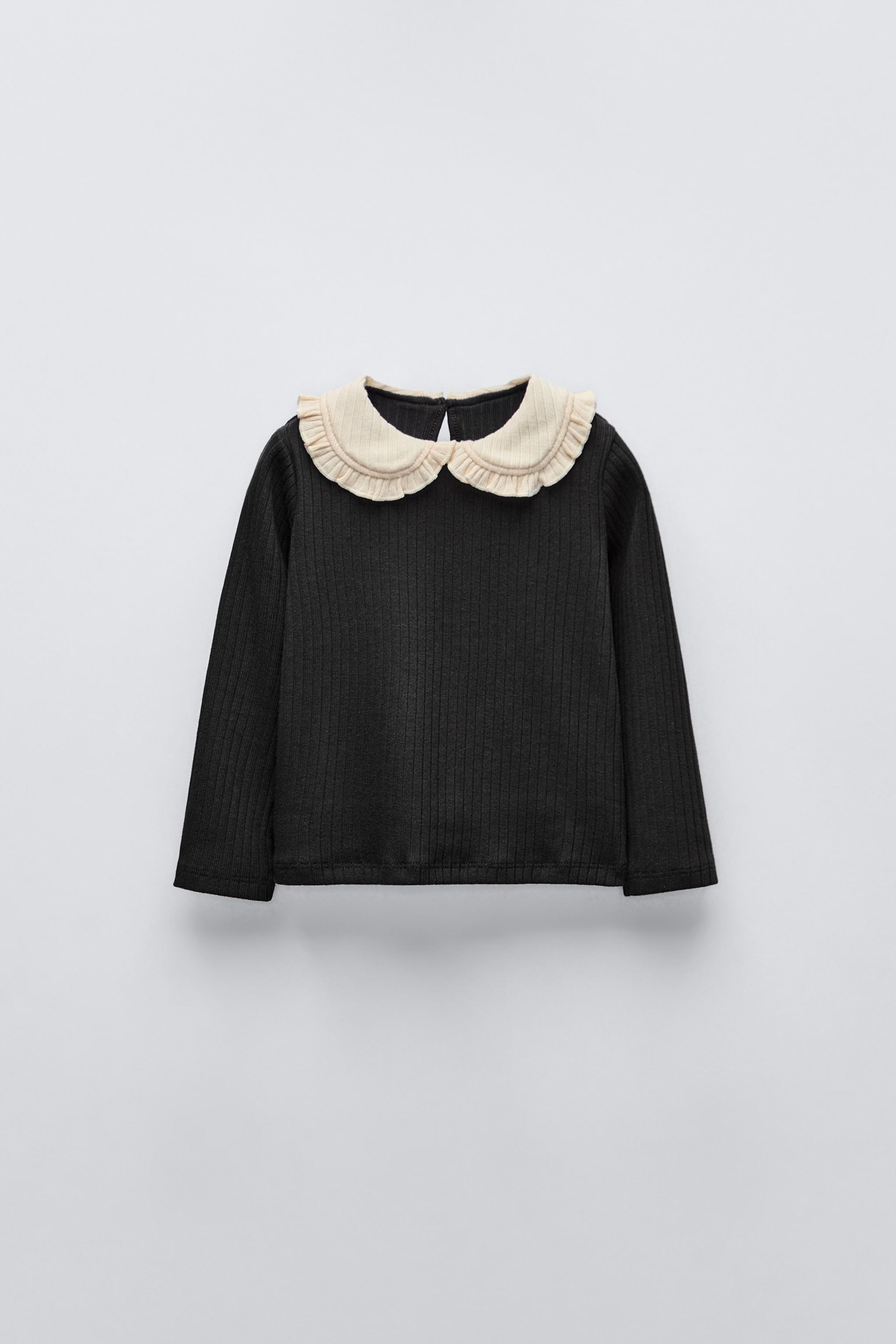 PETER PAN COLLAR T SHIRT Black ZARA United Kingdom