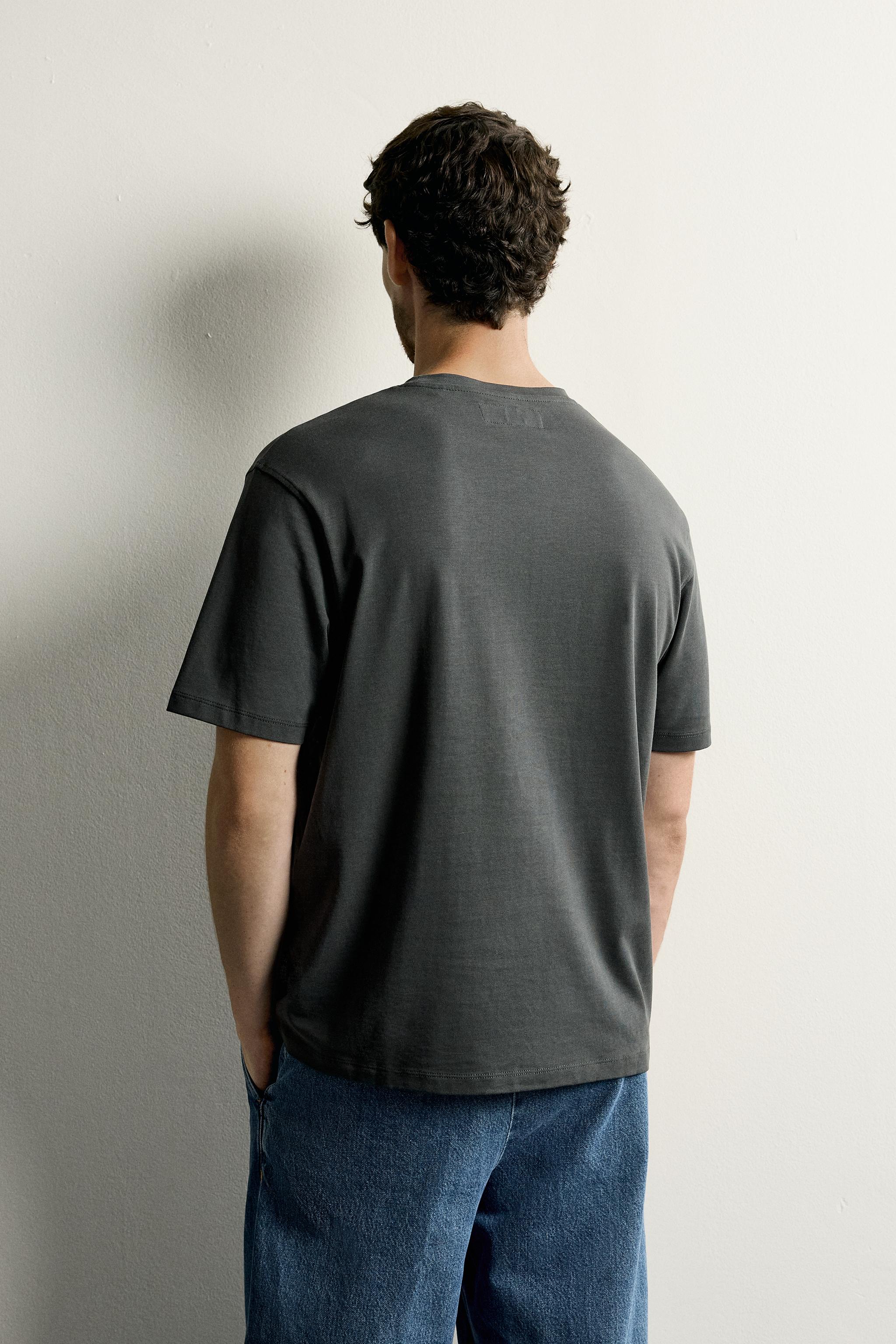 Мужские футболки Zara SHORT SLEEVE MEDIUM WEIGHT T-SHIRT — фото 3