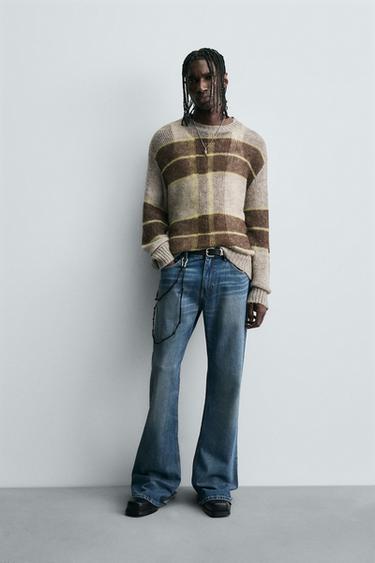 GESTREEPTE TRUI MET STRUCTUUR - Bruin / Taupe van Zara