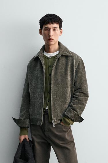 Zara 絎縫燈芯絨夾克 - 苔蘚綠
