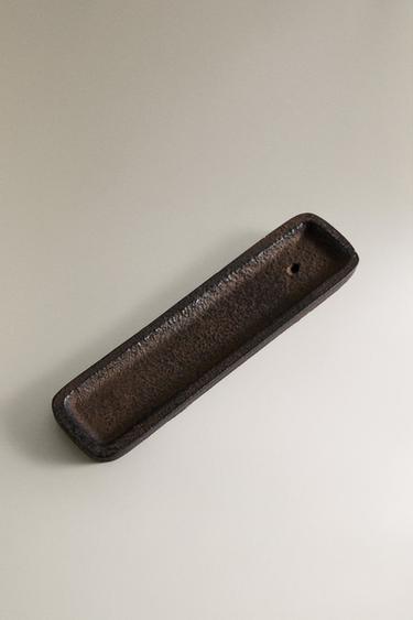 INCENSE BURNER WITH METAL TRAY - charcoal grey by Zara - Image 1