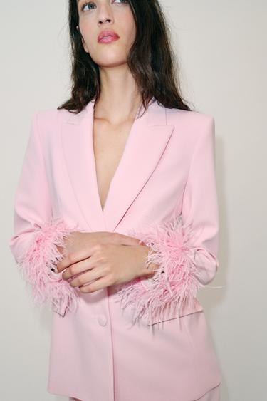 VESTE À ÉPAULETTES ET POIGNETS EN PLUMES - Rose de Zara - Image 6