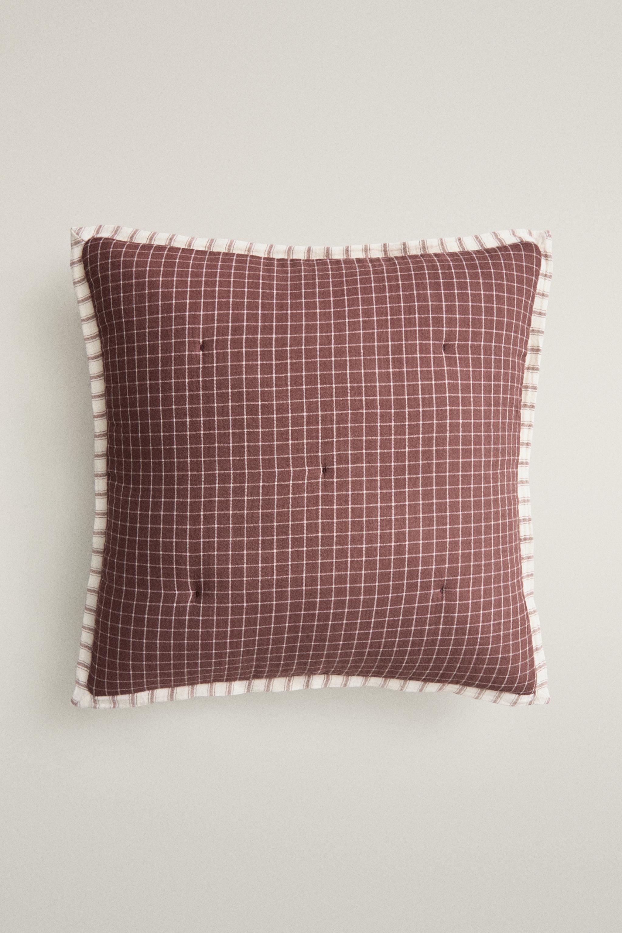 Zara KIDS' STRIPED AND CHECK THROW PILLOW COVER